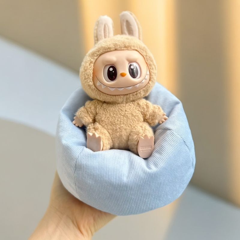 17cm Labubu Doll Sleeping Bed - Lazy Sofa & Beanbag Chair for Car Decor & Home