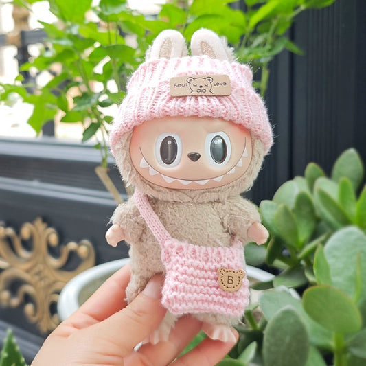 **Labubu Gen 1-3 Blind Box | 17cm Charm Hat, Doll Clothes & Plush Keychain Bag Accessories**
