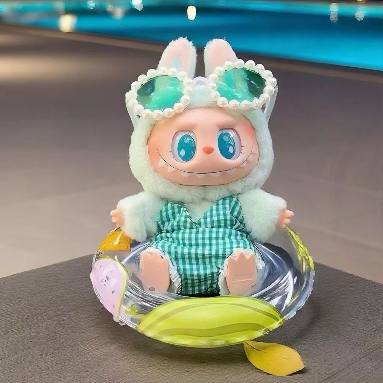 LABUBU Seaside Beach Cute & Super Adorable Doll Outfits & Accessories | Summer Surfing Inflatable Ring, Bikini, Pearl Glasses & Vacation Accessories