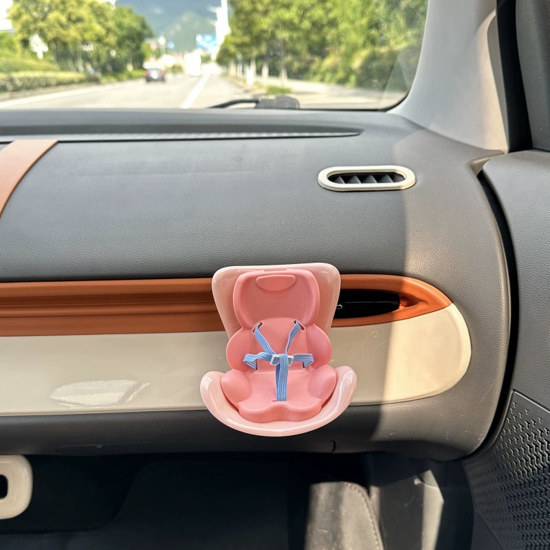 Labubu-Compatible Car Safety Seat, Dashboard Ornament & Air Vent Clip Set