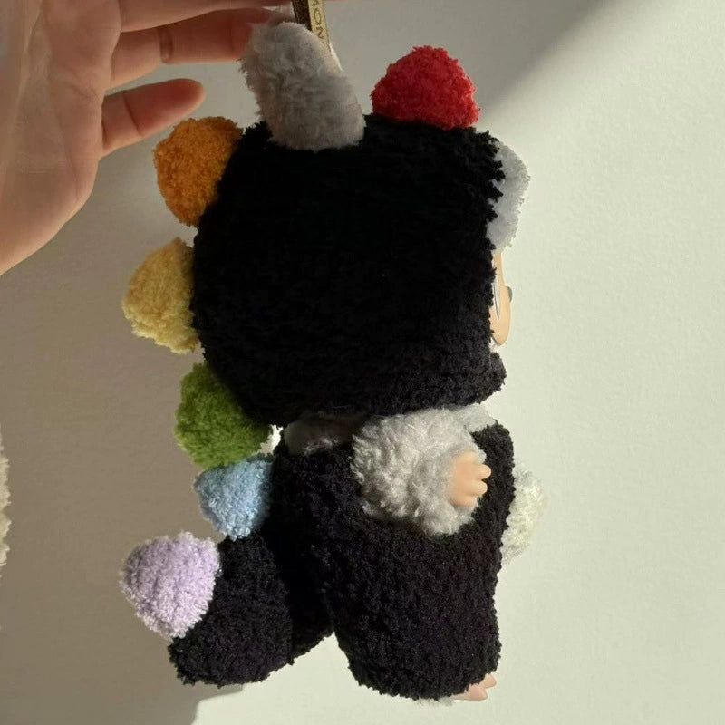 Labubu Vinyl & Plush Doll Clothing | 17cm Blind Box Charm & Cartoon Handmade Knitted Dinosaur Outfit Set