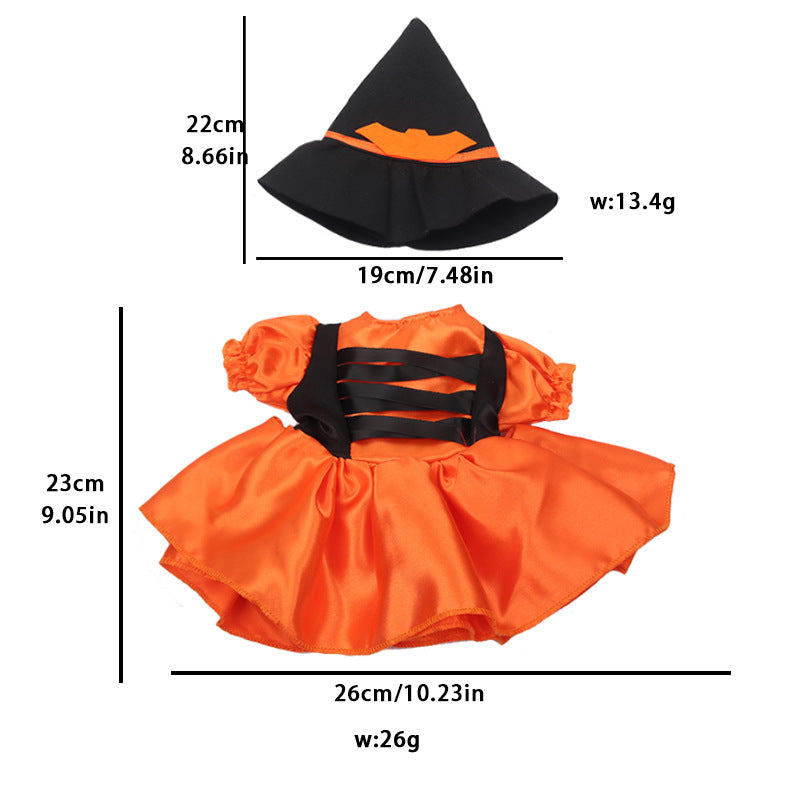 Halloween Doll Clothes for 18" American Girl Doll - Black Orange Witch Costume w/ Hat