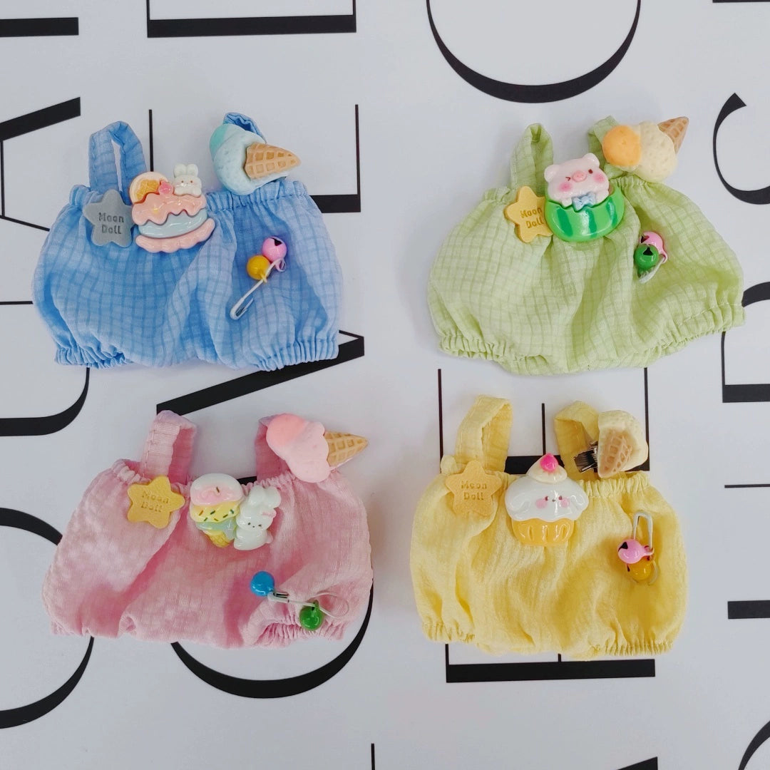 Labubu Outfit 6-Piece Set - Ice Cream Overalls & Accessories for 17cm Vinyl Figures