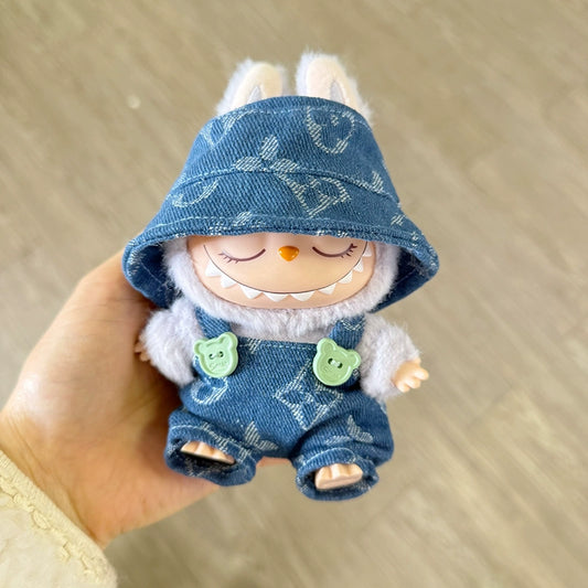 Labubu Overalls Outfit for 17cm Series 1/2/3 Vinyl Figures - Doll Clothes Change Costume