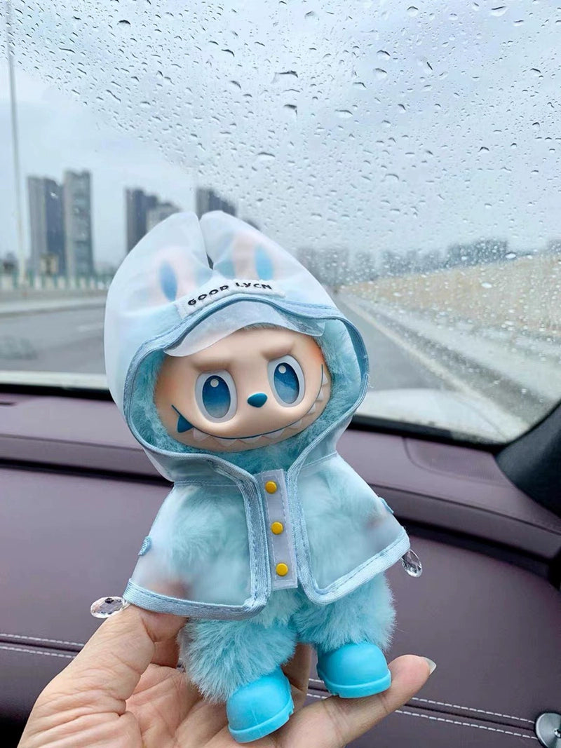 Labubu Doll Raincoat - Clear PVC Outfit Fits Gen1/2/3 (No Doll & Shoes)