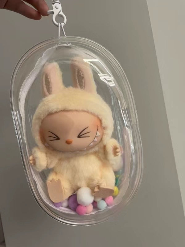 Labubu Vinyl Protective Cover & Cotton Doll Itabag | Sitting Party Series Doll Carrier for Outings
