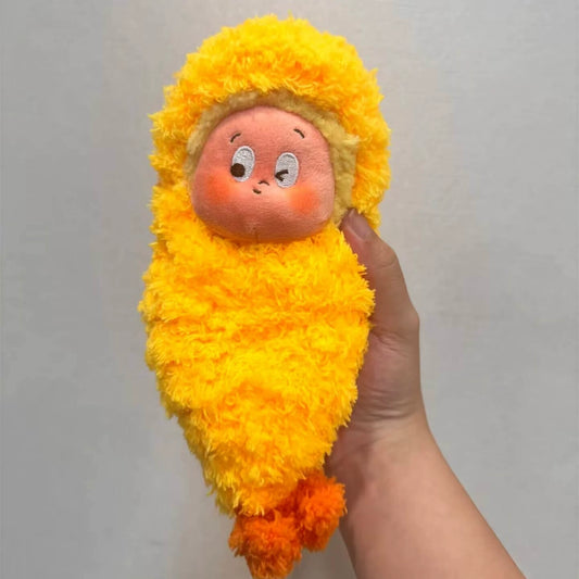 10cm Plush Keychain Outfit - Cute Fried Shrimp Costume for Blind Box Dolls