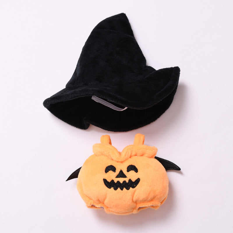 17cm Labubu 1st-2nd Gen Keychain Clothes Only | Halloween Pumpkin Costume Set with Black Witch Hat | Replacement Outfits for Vinyl Dolls