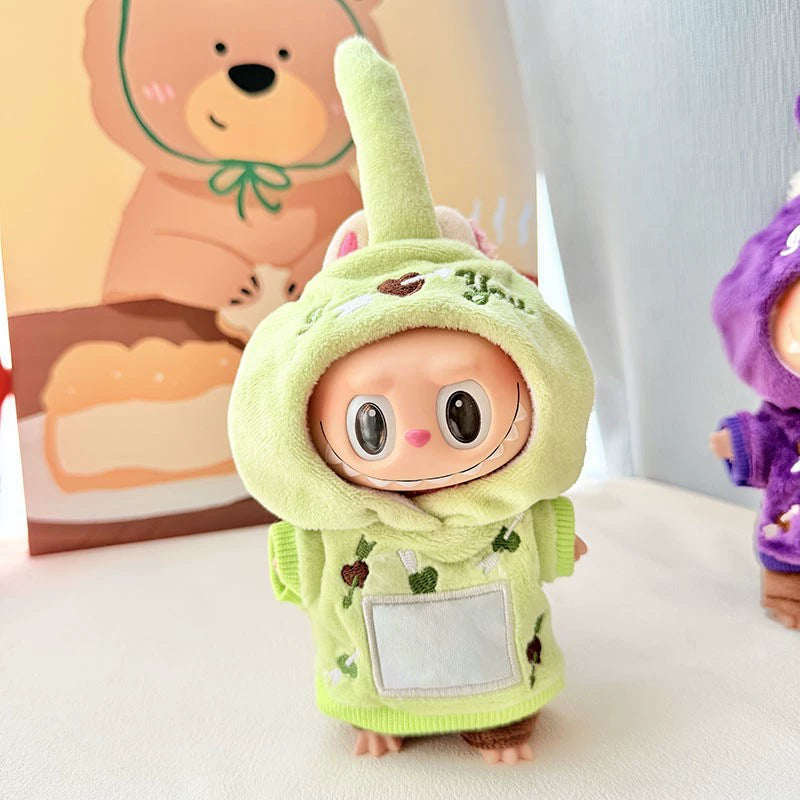 Labubu Gen 1-3 Compatible Green Dinosaur Outfit | Vinyl Doll Clothing for Sitting Party Series
