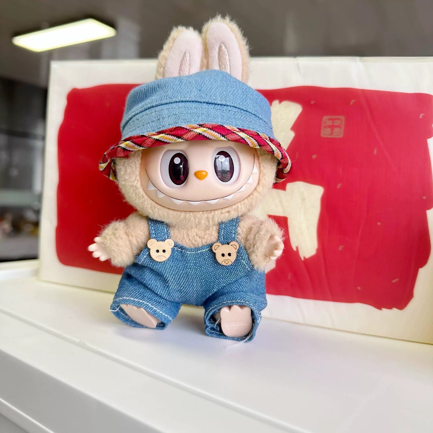 POP MART Labubu Doll Clothes - Denim Skirt & Hat Set for Gen 1/2 Blind Box Figures 17cm (No Doll Included) | Western Cowgirl Outfit