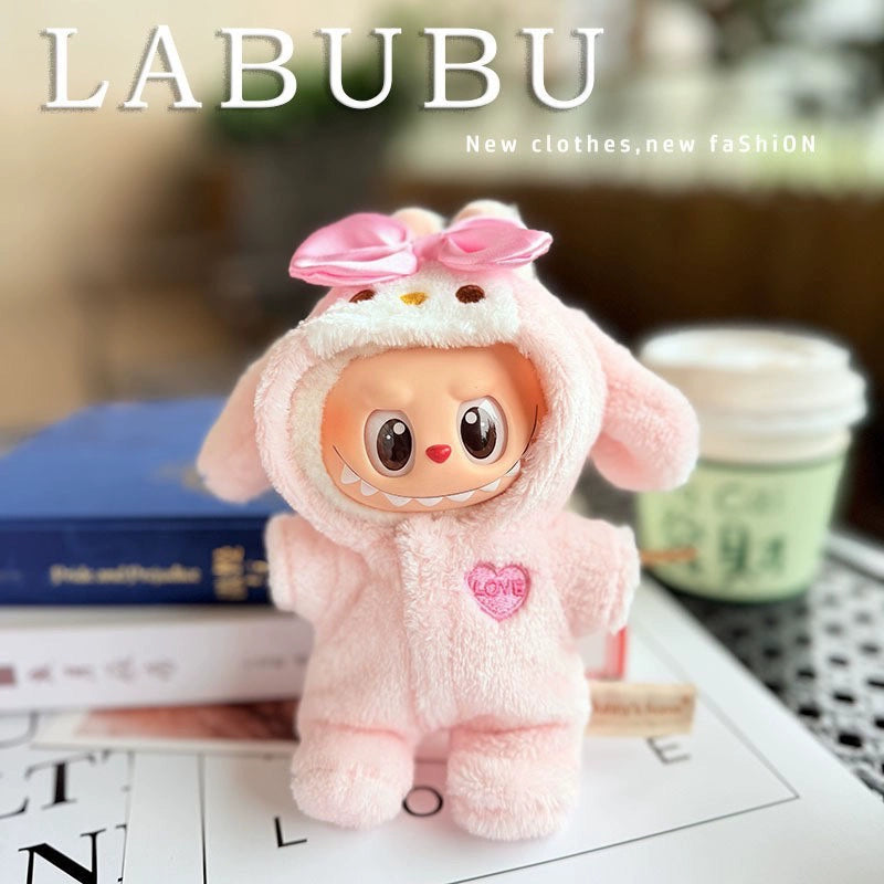17cm Labubu 1st-2nd Gen Sitting Party Melody Style Onesie | Cute Replacement Outfit Set for Plush/Vinyl Keychain Charms (Clothes Only)