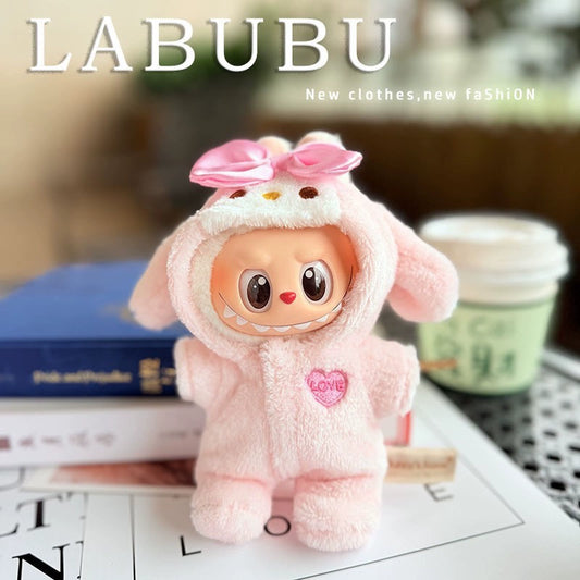17cm Labubu 1st-2nd Gen Sitting Party Melody Style Onesie | Cute Replacement Outfit Set for Plush/Vinyl Keychain Charms (Clothes Only)