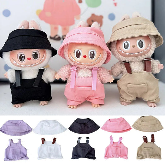 NEW Labubu 10cm Overalls Set - Denim+Pocket Belt Fits Gen1/2/3 (No Doll)