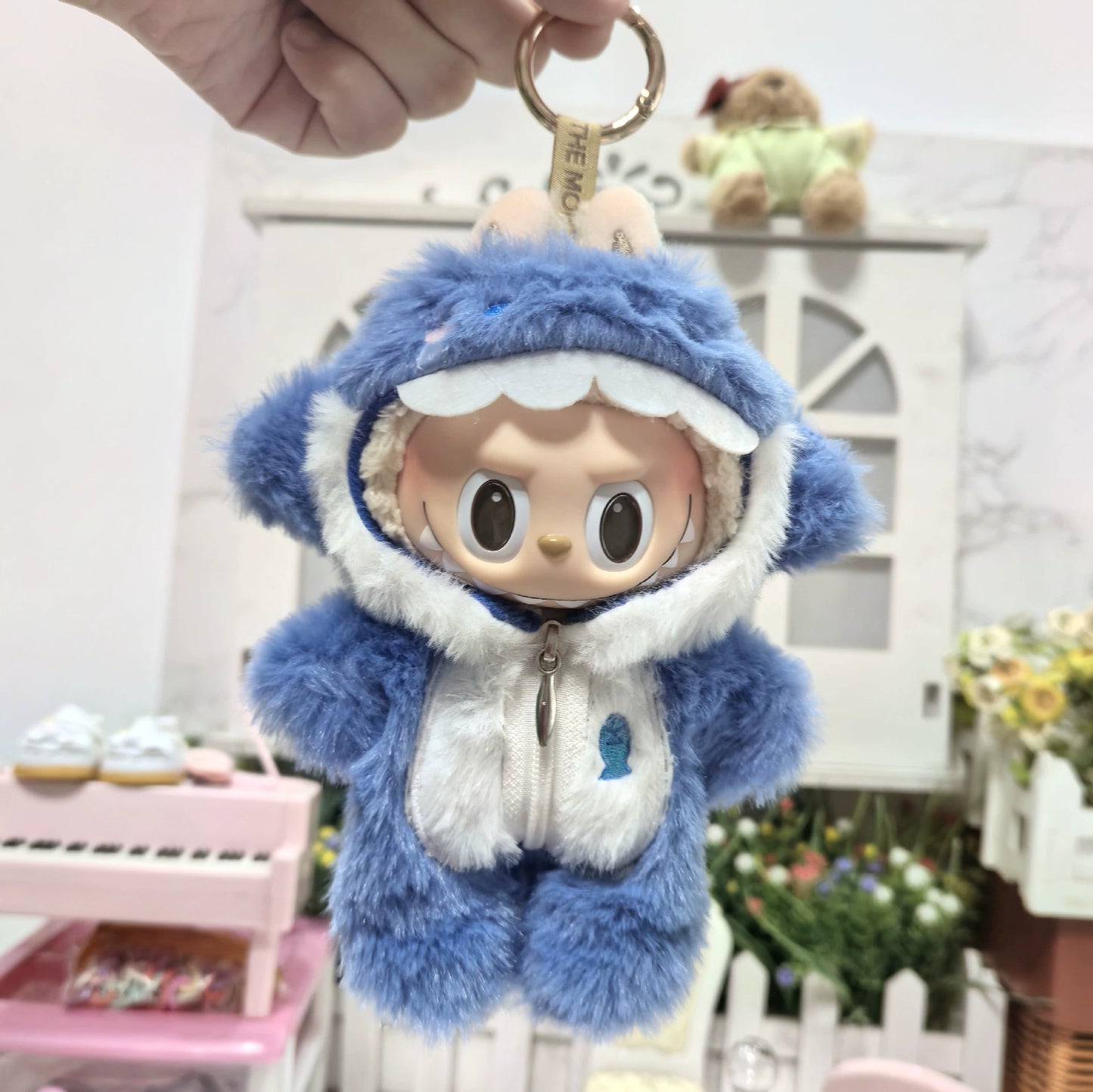 17cm Labubu Vinyl Keychain Charms Replacement Outfit Set (Clothes Only) for Collectible Dolls