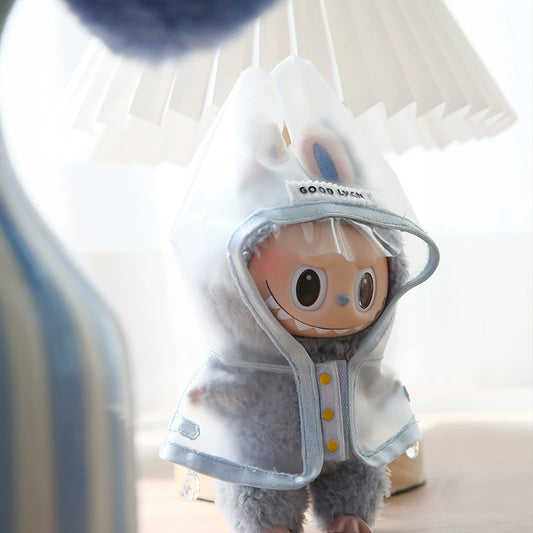 Labubu Rainy Day Outfit - Waterproof Vinyl Doll Poncho for Gen1-3 (No Doll & Shoes)