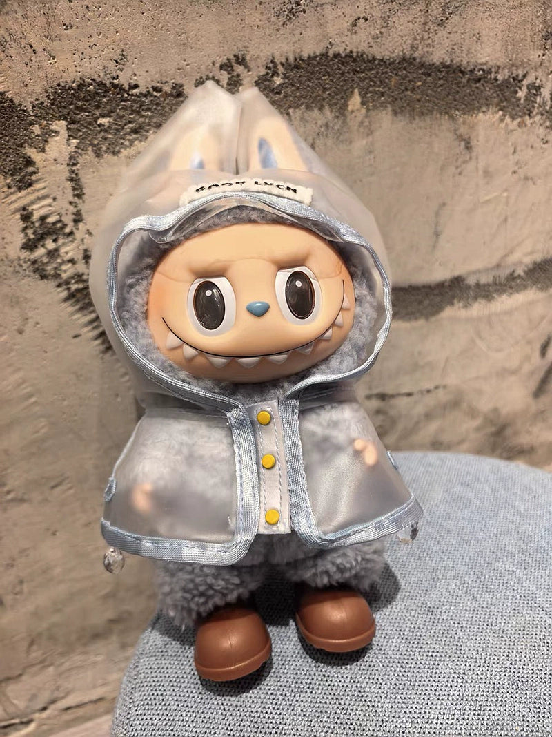 Labubu Doll Raincoat - Clear PVC Outfit Fits Gen1/2/3 (No Doll & Shoes)
