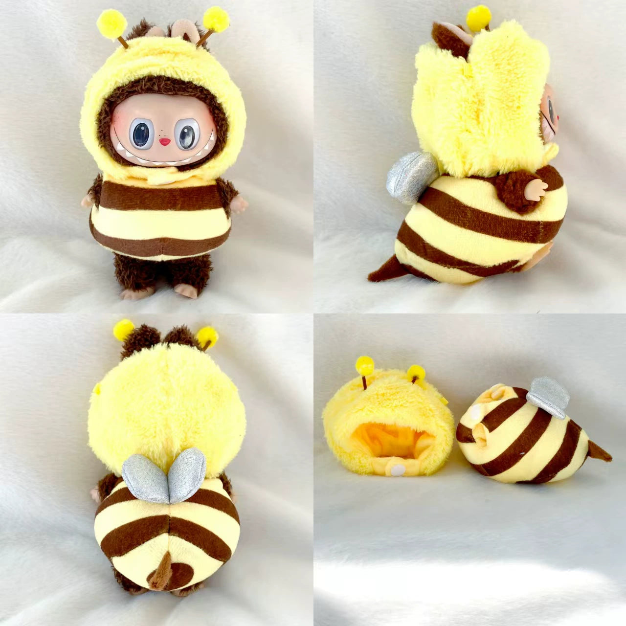 Kawaii Labubu Plush Keychain Outfit Set Dinosaur & Bee for 1st/2nd Gen Vinyl Dolls