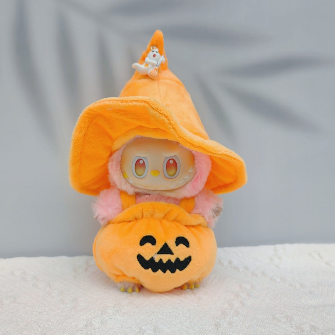 17cm Labubu Halloween Pumpkin & Christmas Devil Outfit | Vinyl Replacement Clothes with Horns & Tail for Collectible Dolls