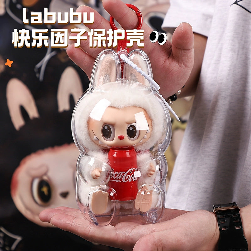 10.5cm Labubu 4th Gen Heart Code Collection Clear Acrylic Protective Case | Hard Shell Dust-Proof Collectible Carrier for Mini Keychain Charms