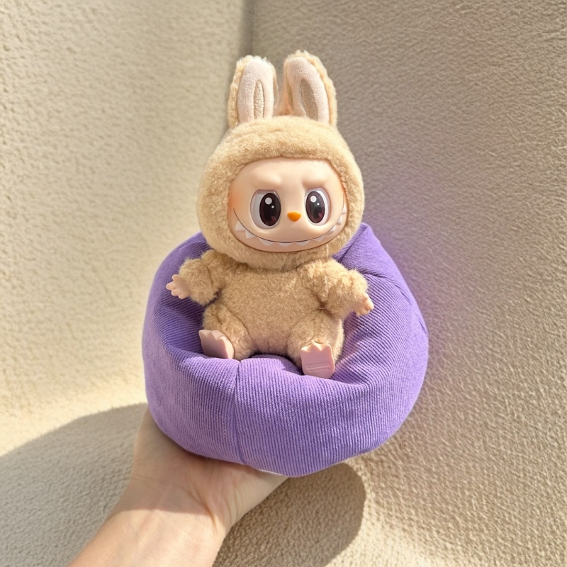 17cm Labubu Doll Sleeping Bed - Lazy Sofa & Beanbag Chair for Car Decor & Home