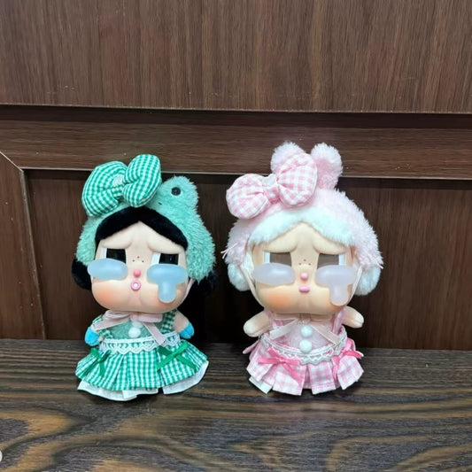 Doll Outfit - Green Summer Dress & Bow Set for Labubu Crybaby Series Doll Clothes