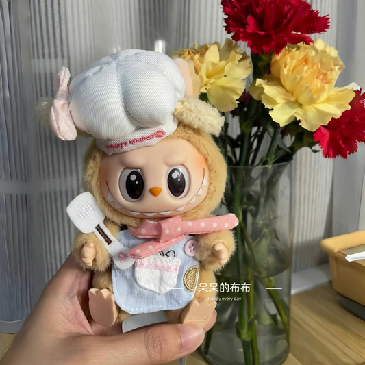 POP MART Labubu Doll Clothes - Cute Little Chef Outfit Set for Gen 1/2/3 15cm Figures (No Doll Included) | Cartoon Cook Costume