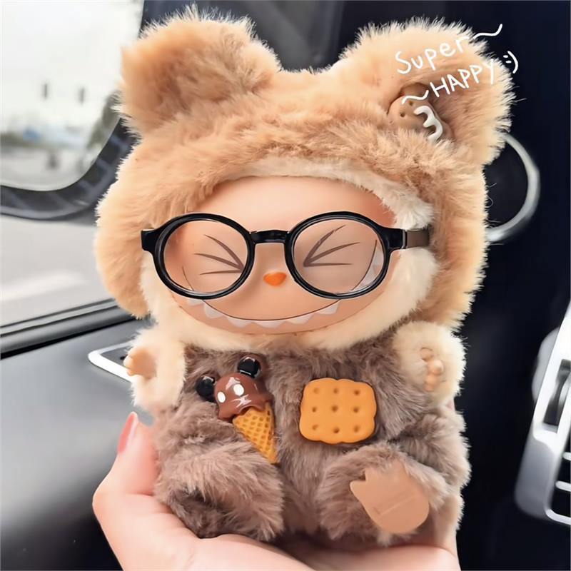 Labubu 1st-2nd Gen Cute Bear Overall Set | Panda Bear Overalls & Shirt Replacement Outfits for Plush Keychain Dolls