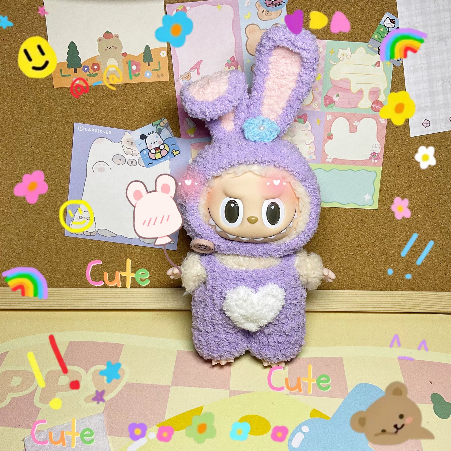 Labubu 17cm Plush Doll Clothing | Cute Hand-Crocheted Dinosaur Outfit