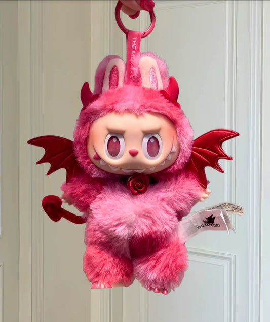 POP MART Labubu Devil Outfit - Red Horn Headband Set for Halloween Doll Clothes Change
