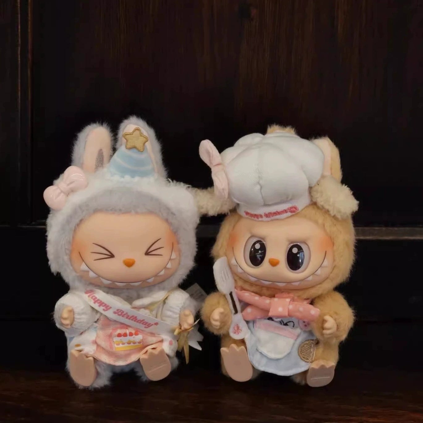 POP MART Labubu Doll Clothes Set - Puppy Kitchen Outfit w/Hat, Apron, Scarf & Spoon for Gen 1/2/3 Vinyl Figures 17cm (No Doll Included)