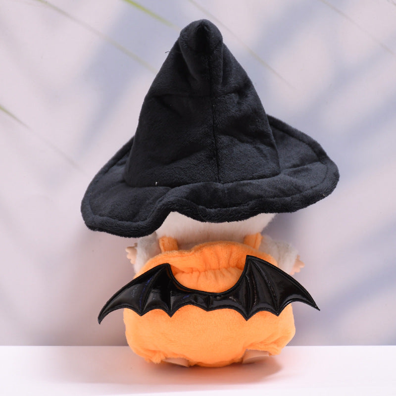 17cm Labubu 1st-2nd Gen Keychain Clothes Only | Halloween Pumpkin Costume Set with Black Witch Hat | Replacement Outfits for Vinyl Dolls