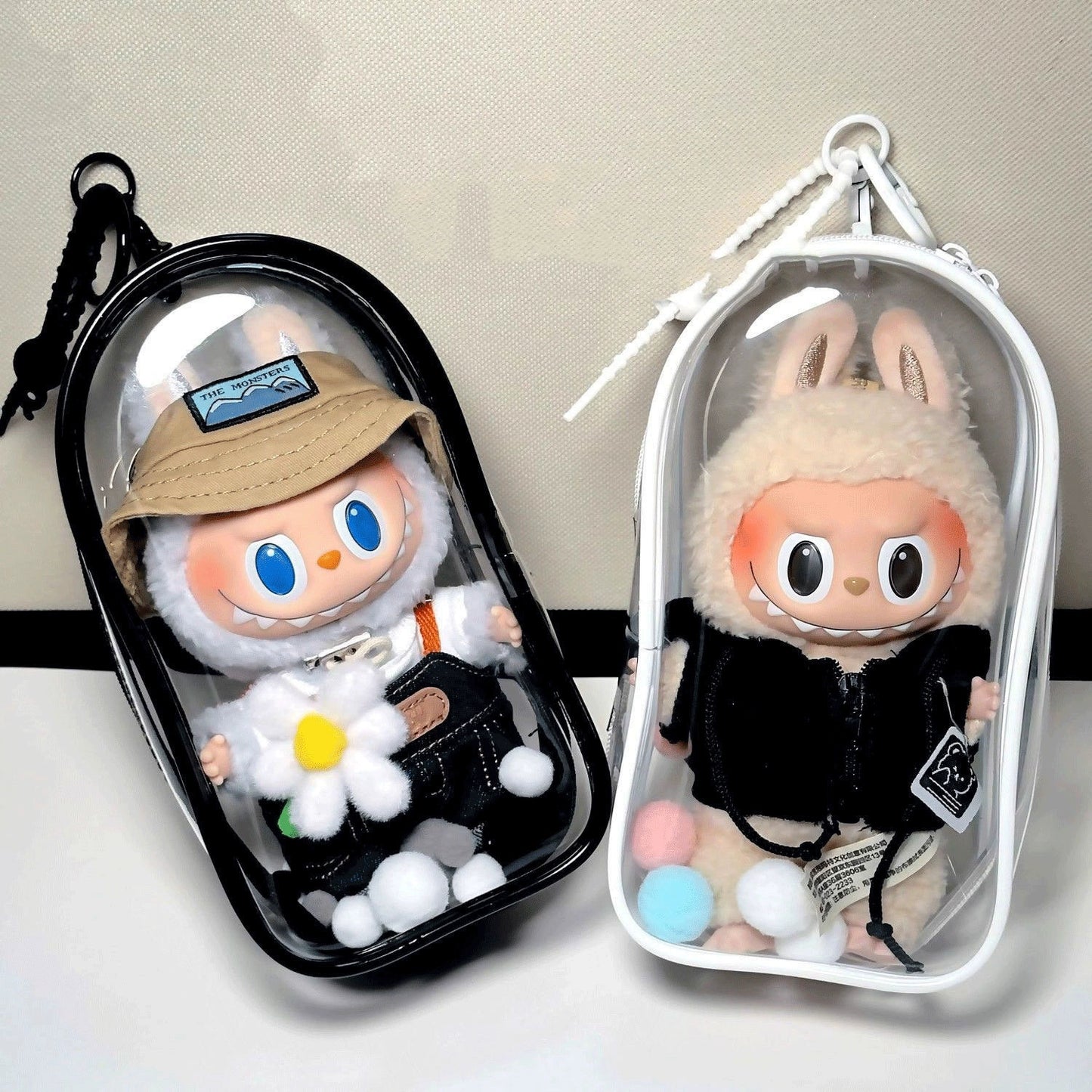 Labubu Vinyl Protective Cover & Cotton Doll Itabag | Sitting Party Series Doll Carrier for Outings