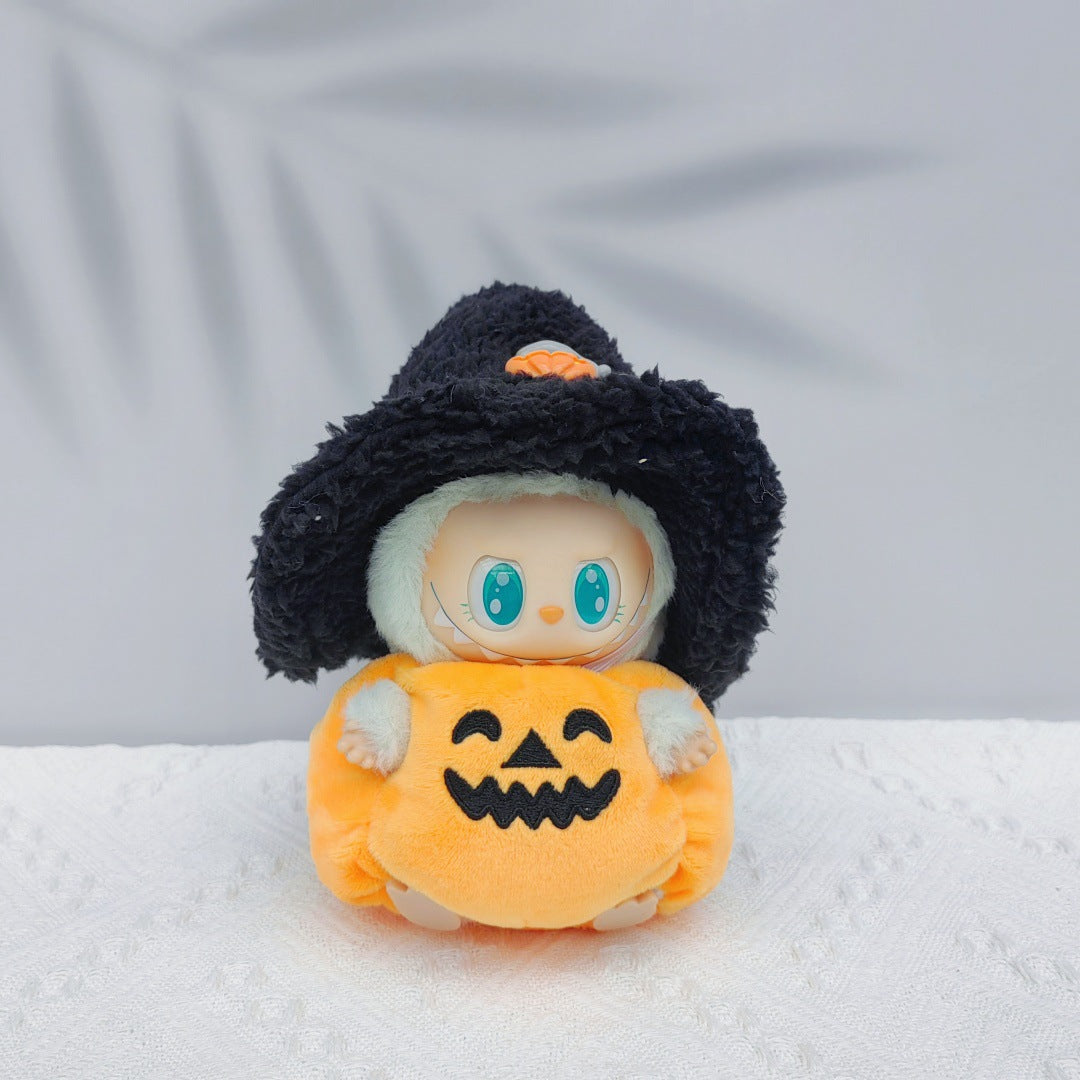 17cm Labubu Halloween Pumpkin & Christmas Devil Outfit | Vinyl Replacement Clothes with Horns & Tail for Collectible Dolls