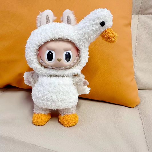 Handmade POP MART Labubu Doll Clothes - Pastel Swan & Goose Outfit for 17cm Vinyl Figures (No Doll Included)