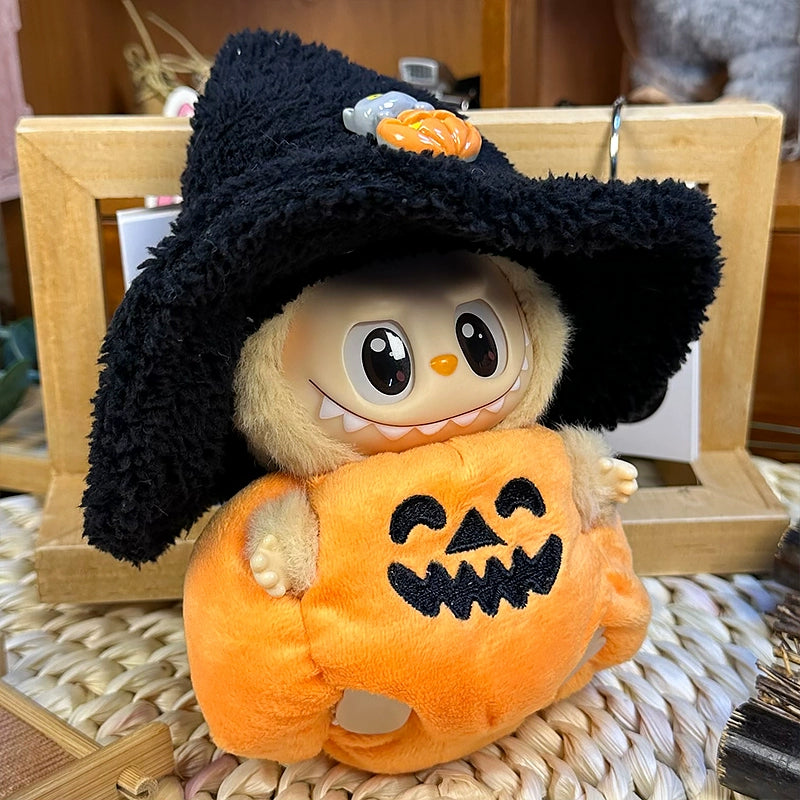 15-17cm Labubu Halloween Pumpkin Outfit - Sitting Party Series 1/2 Doll Clothes Set