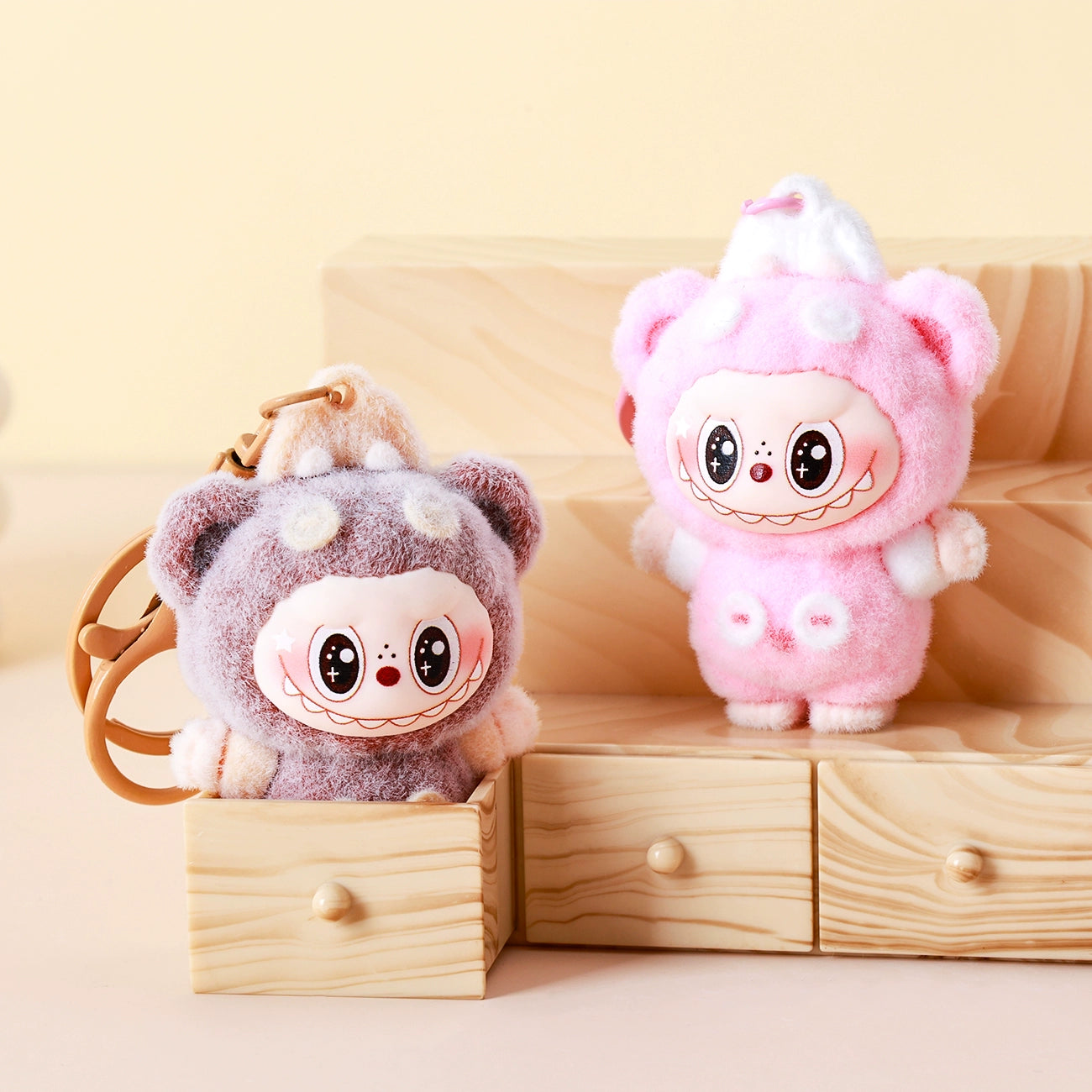 Cute Fluffy LABUBU Keychain - Cartoon Flocked Pendant for Bags & Keys