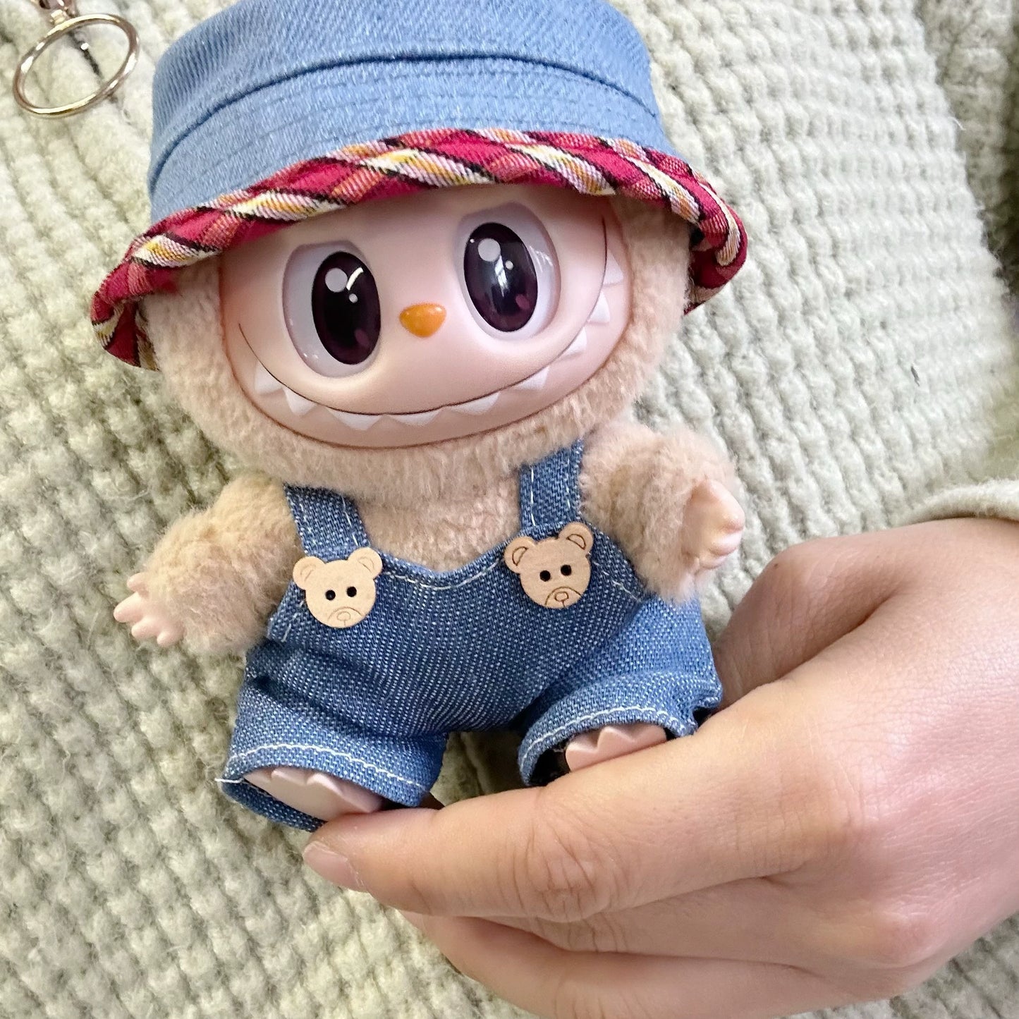 POP MART Labubu Doll Clothes - Denim Skirt & Hat Set for Gen 1/2 Blind Box Figures 17cm (No Doll Included) | Western Cowgirl Outfit
