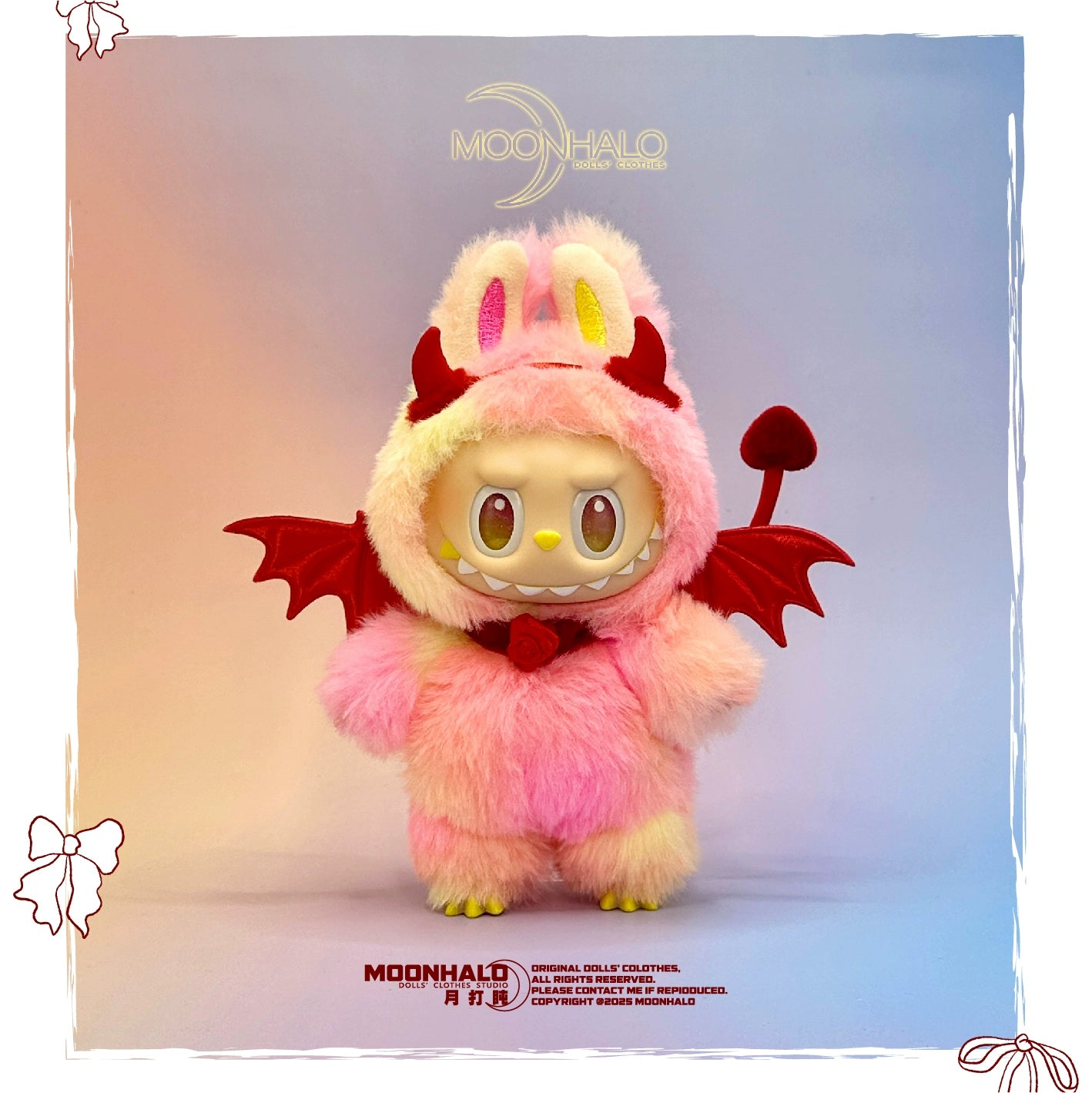 17cm Labubu Halloween Trick-or-Treat Red Devil Outfit Set | Wings, Tail & Horns Included