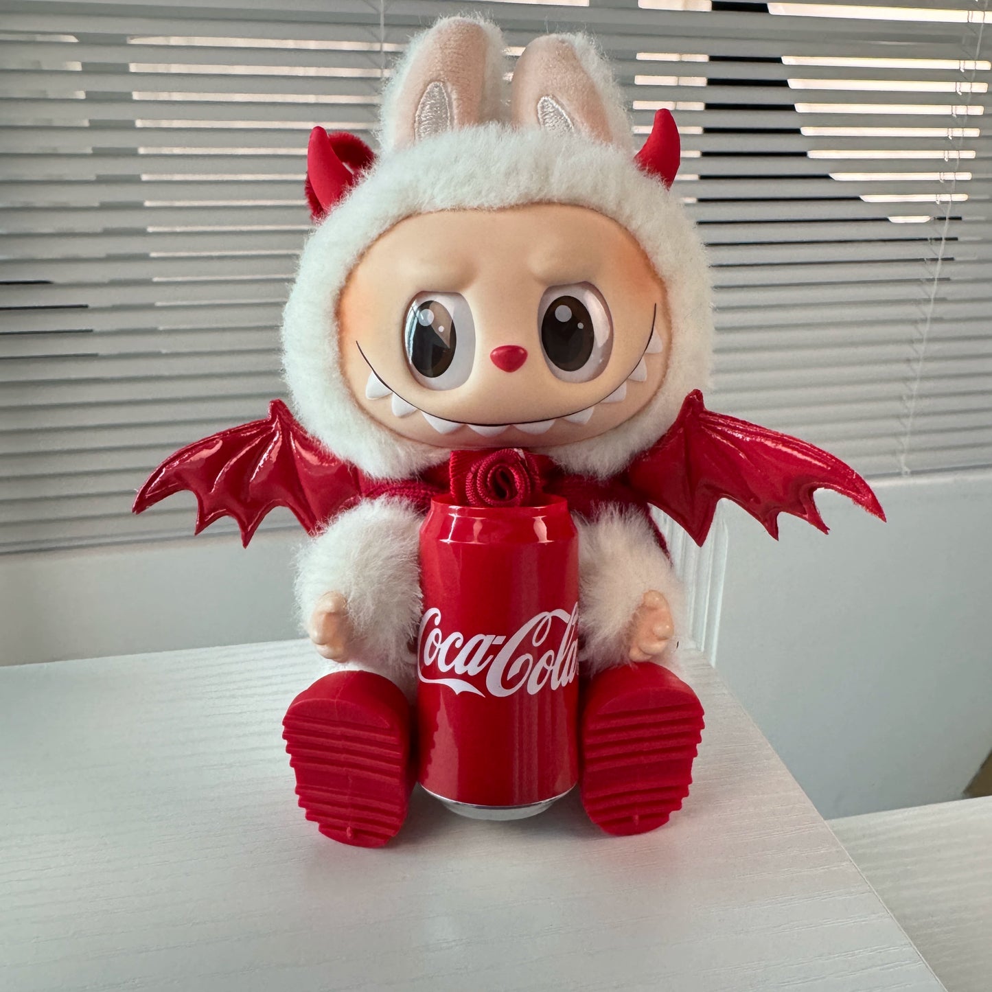 Labubu Coca-Cola Sitting Party Outfit - Red Devil Costume w/ Wings & Tail for Vinyl Doll