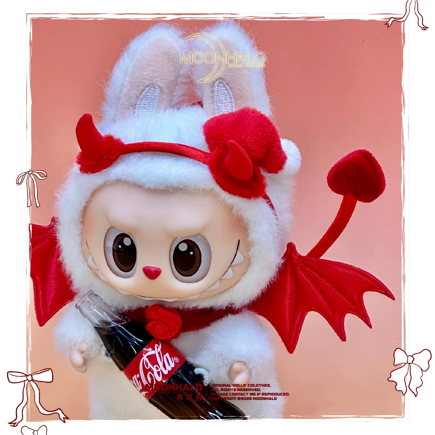 17cm Labubu Halloween Trick-or-Treat Red Devil Outfit Set | Wings, Tail & Horns Included