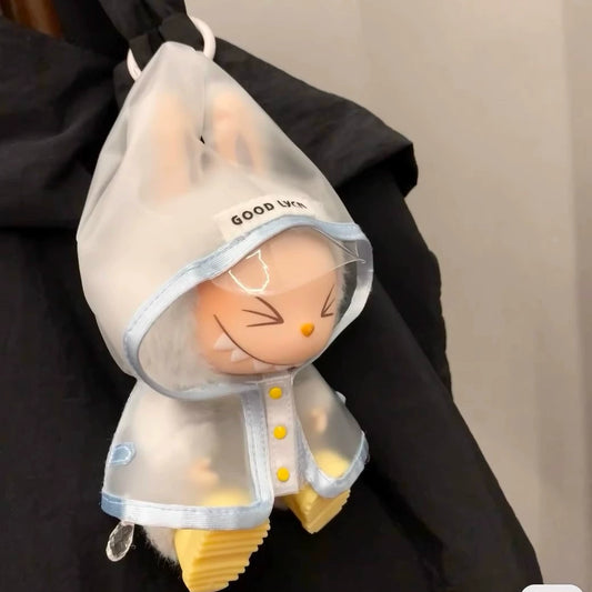 POP MART Labubu Doll Raincoat Outfit for 17cm Plush Dolls - Waterproof Vinyl Figure Clothes for Blind Box (No Doll/Boots)