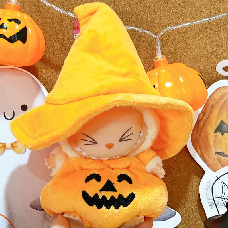 Labubu Series 1/2 Halloween Outfit - Pumpkin Costume for Keychain Doll Clothes Change