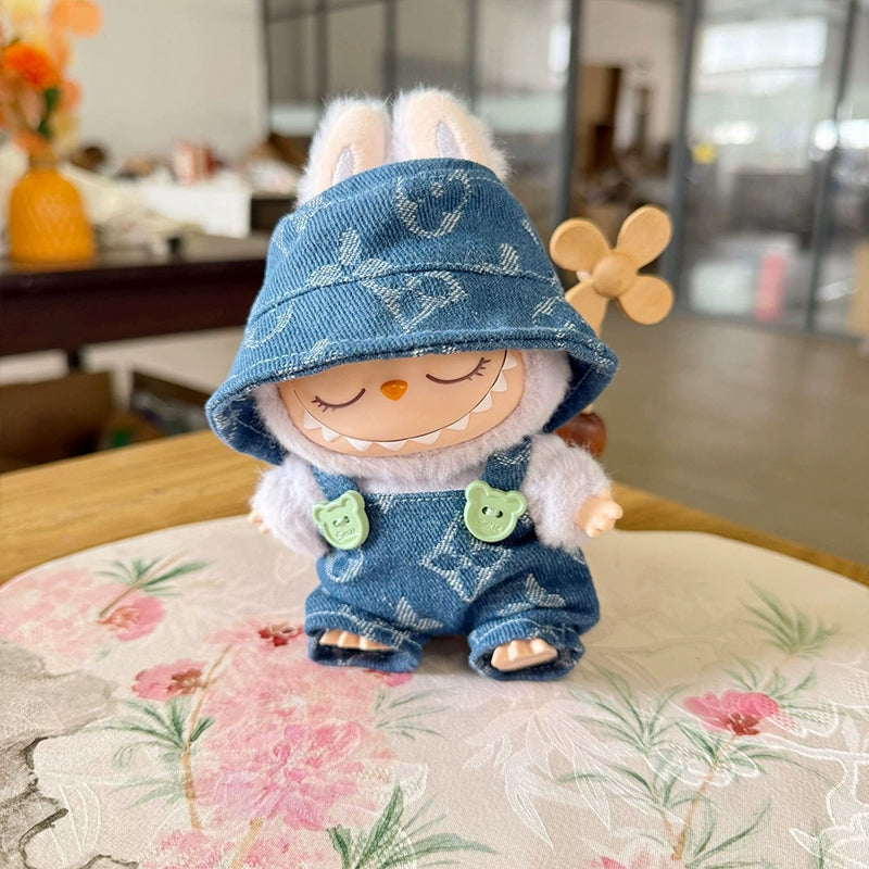 Labubu Overalls Outfit for 17cm Series 1/2/3 Vinyl Figures - Doll Clothes Change Costume