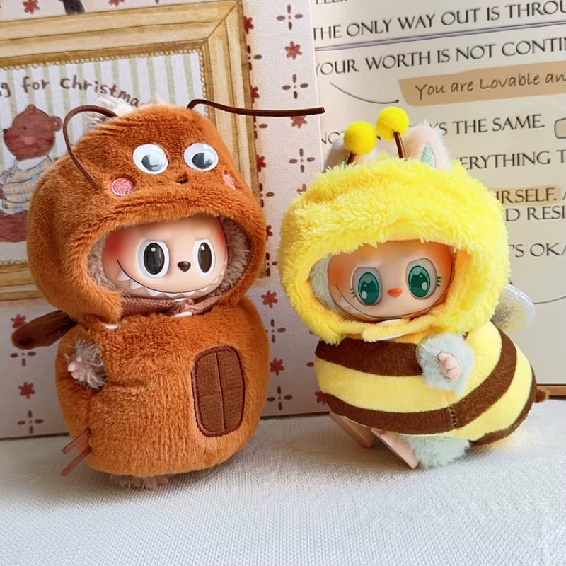 Labubu 3D Animal Costume Set - Dino/Shark/Bee Outfits for Gen1/2/3 Vinyl Dolls (17cm)