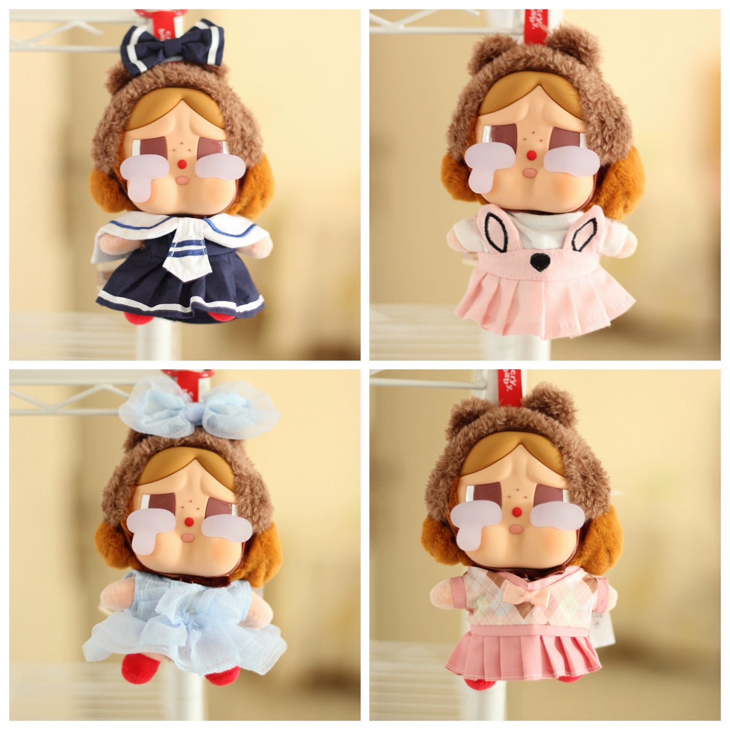 17cm Labubu Summer Straw Hat & Dress Outfit - Change Clothes with Accessories