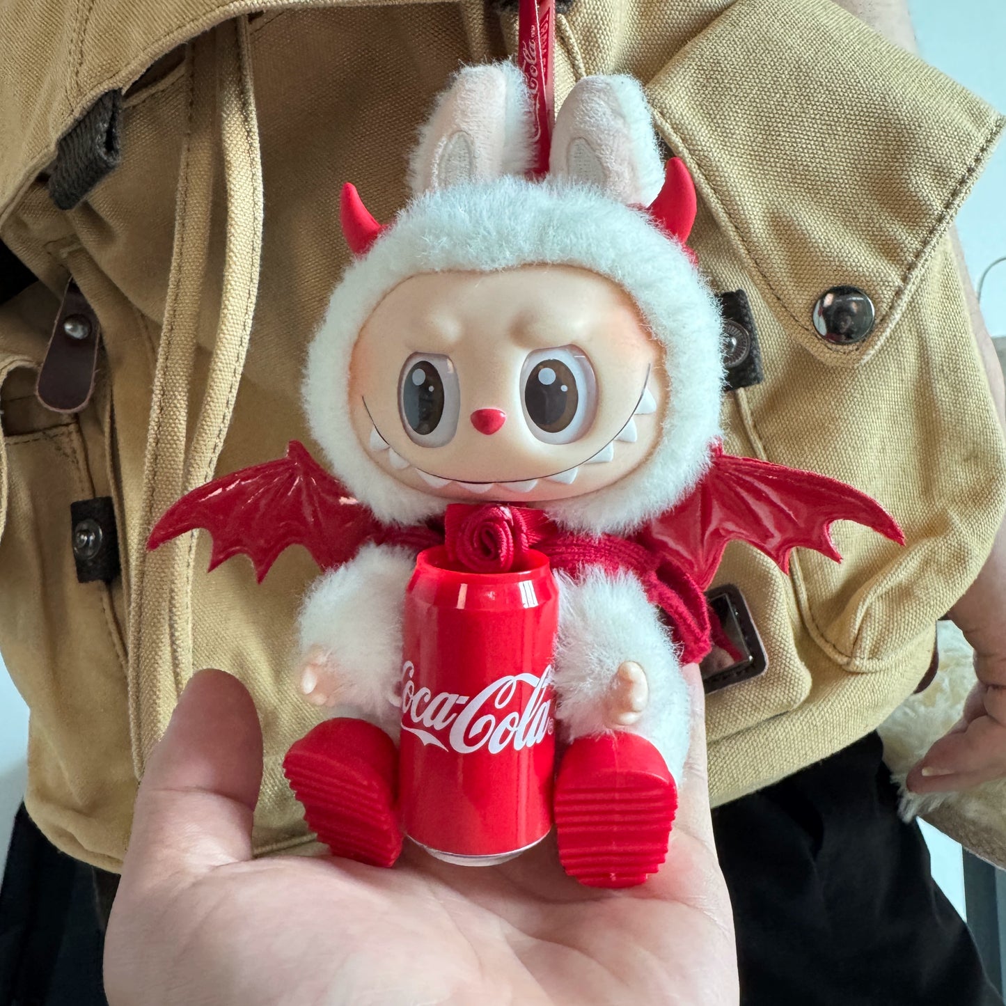 Labubu Coca-Cola Sitting Party Outfit - Red Devil Costume w/ Wings & Tail for Vinyl Doll