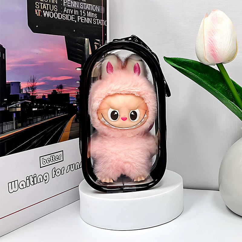 10.5cm Labubu 4th Gen Heart Code Series Clear Acrylic Protective Case | 3mm Thick Dust-Proof Storage & Collectible Carrier for Mini Keychain Charms