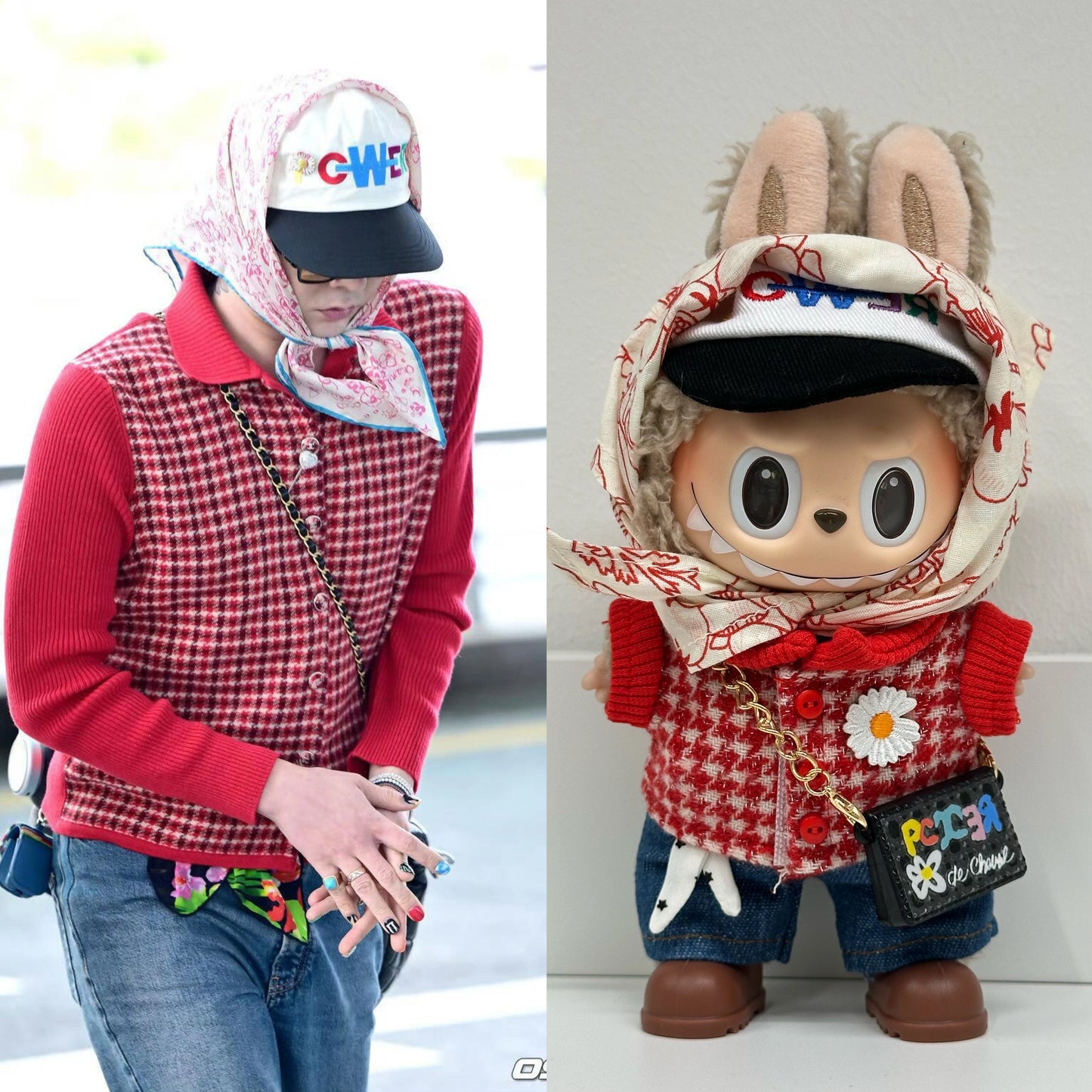 **Labubu x G-Dragon Replica Outfit | 17cm Vinyl Doll Clothes for Gen 1-3 (Including Sitting Style) - Front High-Energy Theme (Doll Not Included)**