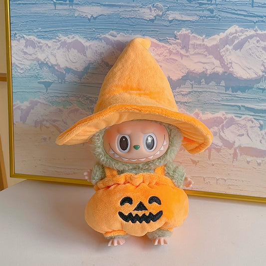 Halloween Pumpkin Costume for Labubu Vinyl Doll – Cute & Removable Outfit