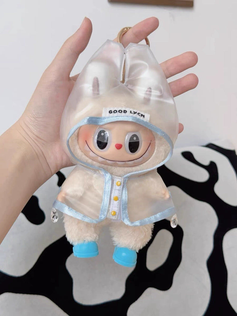 Labubu Doll Raincoat - Clear PVC Outfit Fits Gen1/2/3 (No Doll & Shoes)